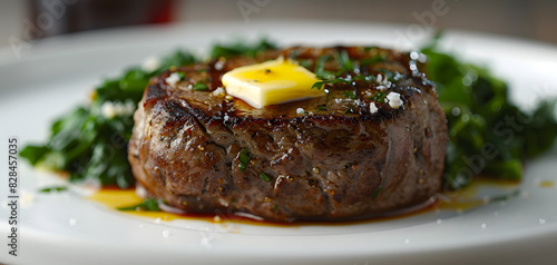 Sizzling grilled beef steak, perfectly cooked, served with vibrant roasted vegetables on a rustic plate. Ai Generated