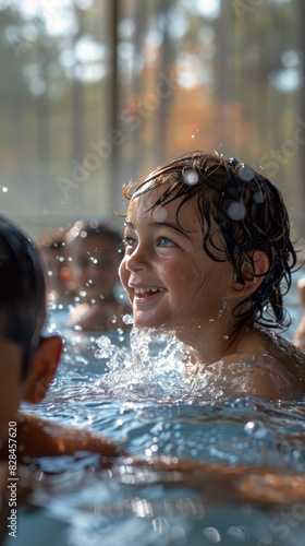 Group of Children Playing in a Swimming Pool