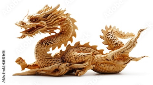 dragon wood carving The most spectacular and meticulous creations Isolated on white background  Eco-friendly