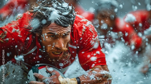 Man in Red Shirt Playing in Water