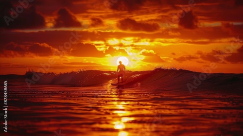 Person Holding Surfboard on Beach at Sunset