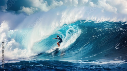 Man Riding Wave on Surfboard © olegganko
