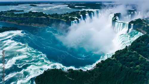 Niagara Falls in Canada  aerial view  famous tourist attractions  magnificent natural scenery  banners and background