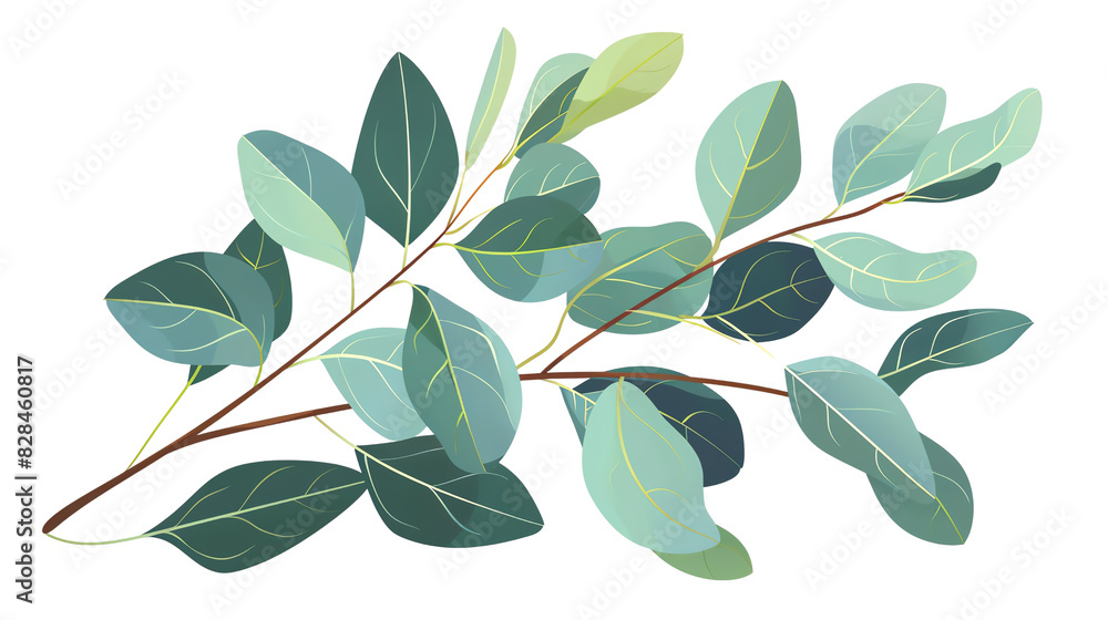 branch with leaves on white transparent background branch with leaves on white transparent background