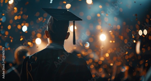 Man in Graduation Cap and Gown