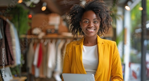 Woman Standing in Front of Laptop Computer
