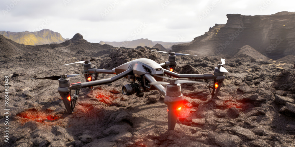 Obraz premium Drone activity in the sky