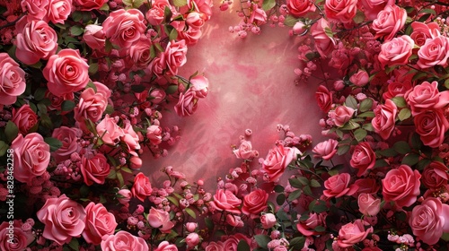 Fototapeta Naklejka Na Ścianę i Meble -  Pink roses on a color background