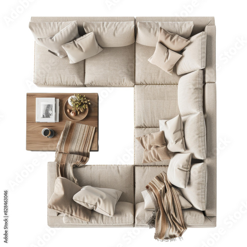 Set of  top view Sofa isolated on transparent background.