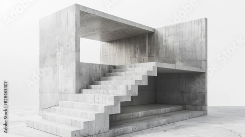 3d render of concrete block building shape with empty cement floor.  © imlane