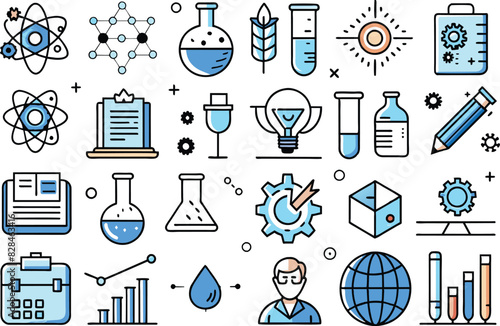 Science icon set. Full Vector illustration Outline Style Icons.