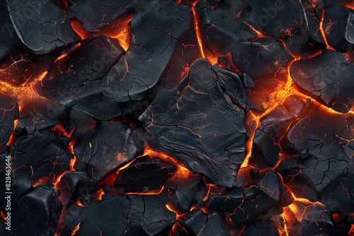 texture of red-hot lava with fire