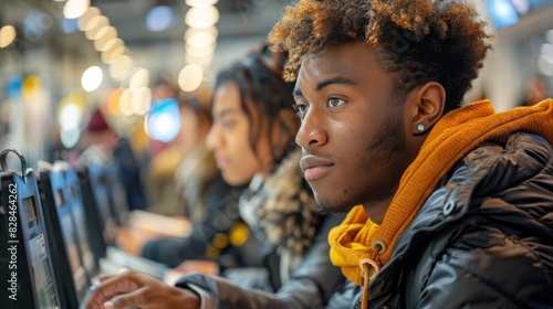 Young Man Sitting in Front of Laptop Computer