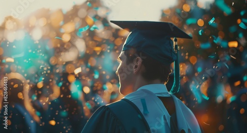 Man in Graduation Cap and Gown