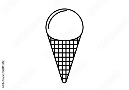 Icono negro de helado con cucurucho. 