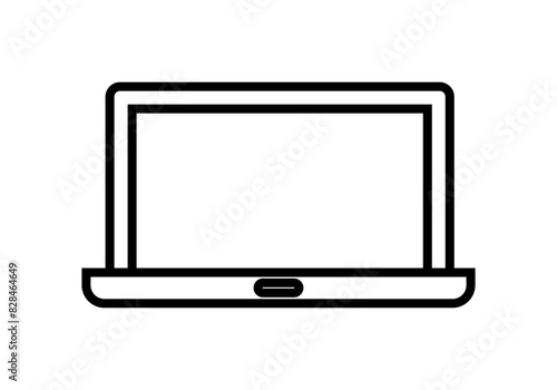 Icono negro de ordenador portátil en fondo blanco.