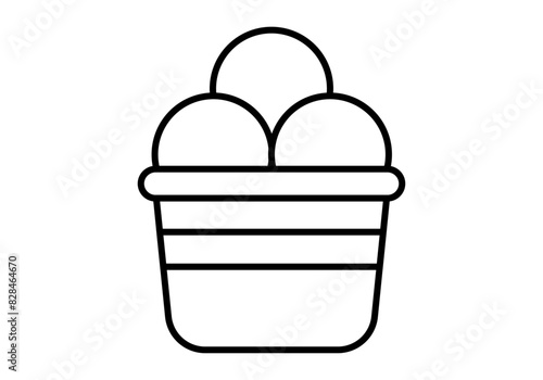 Icono negro de tarrina con bolas de helado.