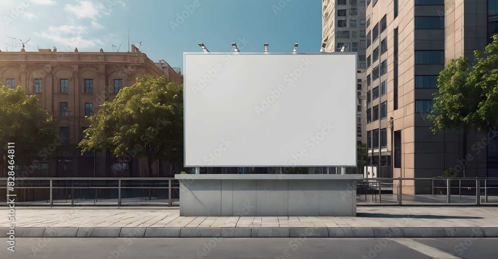horizontal blank white billboard mockup on a city street. Poster mock up horizontal blank white billboard mockup on a city street. Poster mock up