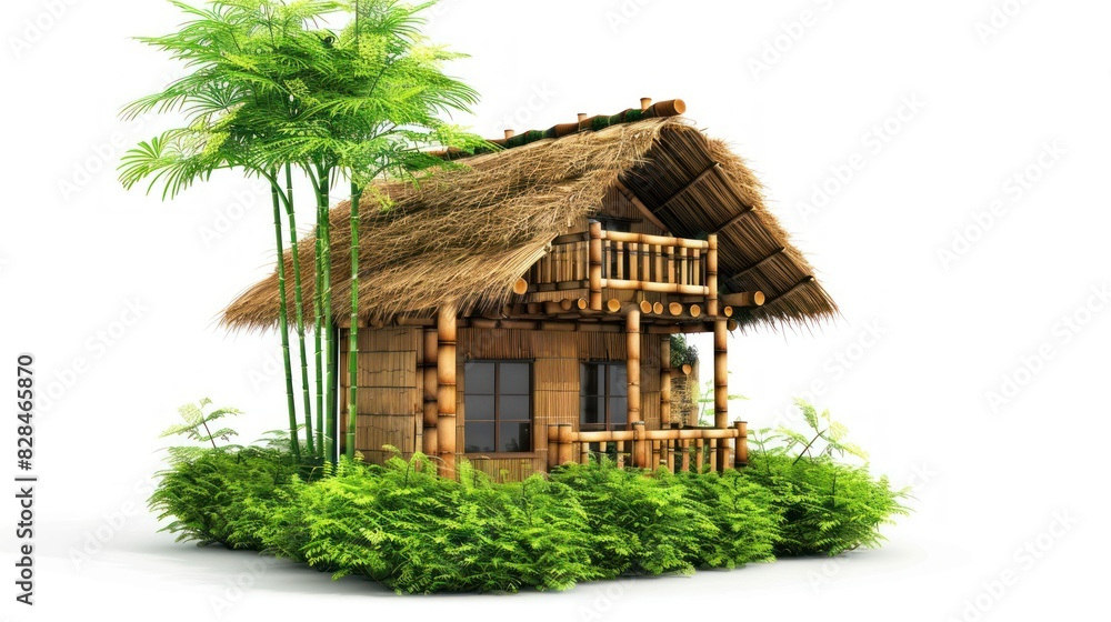 house from bamboo isolated on white background house from bamboo isolated on white background