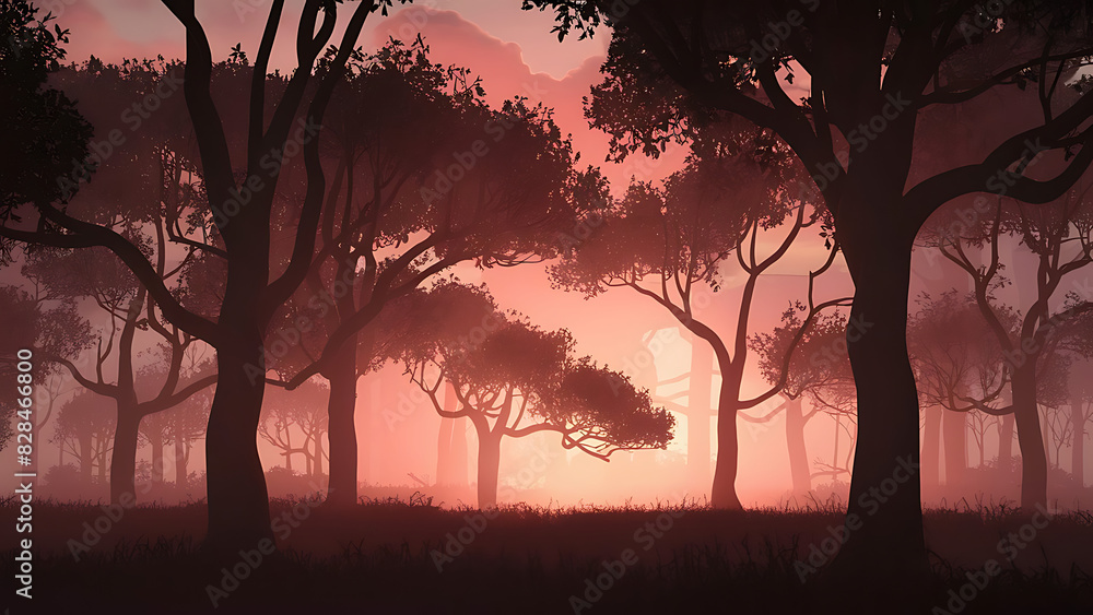 sunset in the forest sunset in the forest