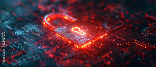 Conceptual cybersecurity lock on a virtual interface, representing data safety and encryption