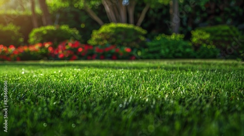 Vibrant Lawn with Colorful Plants Generative AI