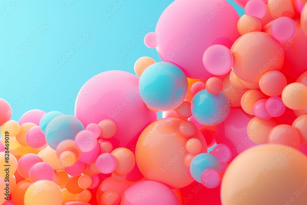 A bunch of colorful balloons in a blue sky A bunch of colorful balloons in a blue sky