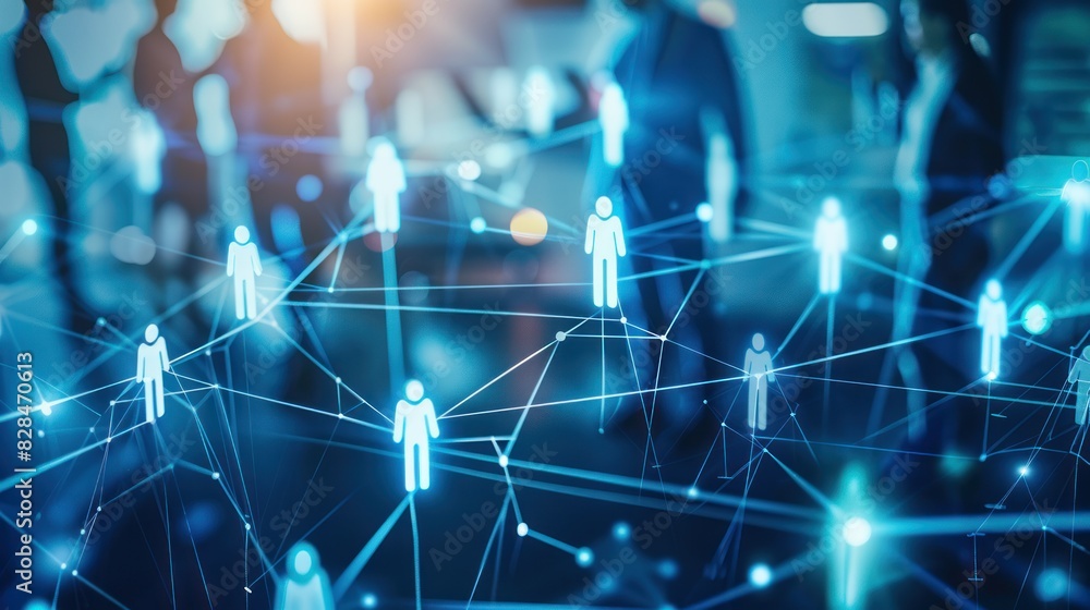 Teamwork and human resources, technology concept, human resources management in company business with network of people to support partnership, trust Teamwork and human resources, technology concept, human resources management in company business with network of people to support partnership, trust