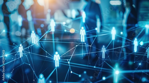 Teamwork and human resources, technology concept, human resources management in company business with network of people to support partnership, trust