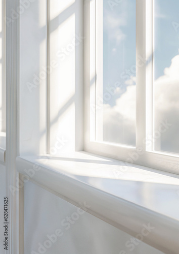 empty room interior with closeup of window and sunlight