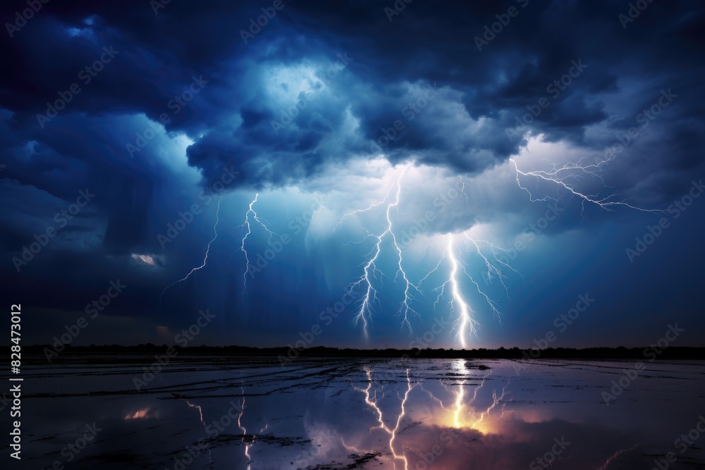 Majestic Thunderstorm: Dramatic Lightning Strike in the Distance