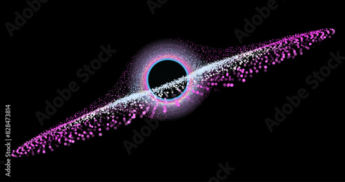 Black hole in deep space made of particles. Graphic vector illustration of a collapsar
