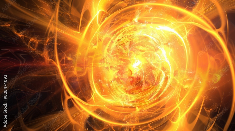 The image shows a bright, swirling vortex of fire. It is surrounded by a dark background. The image shows a bright, swirling vortex of fire. It is surrounded by a dark background.