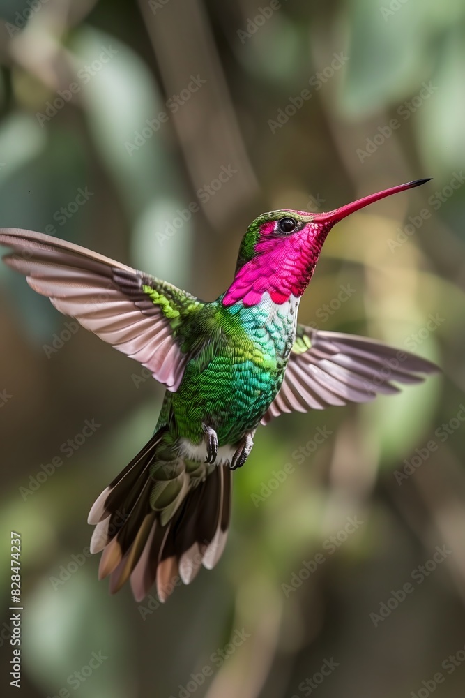 Obraz premium Colorful Hummingbird in Flight Capturing Nature's Beauty
