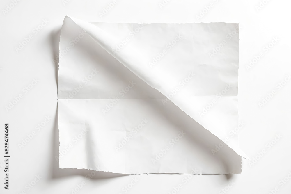 Folded White Paper on White Background Folded White Paper on White Background