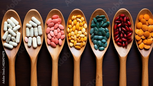 Top view Variety of vitamin and mineral UHD Wallpaper