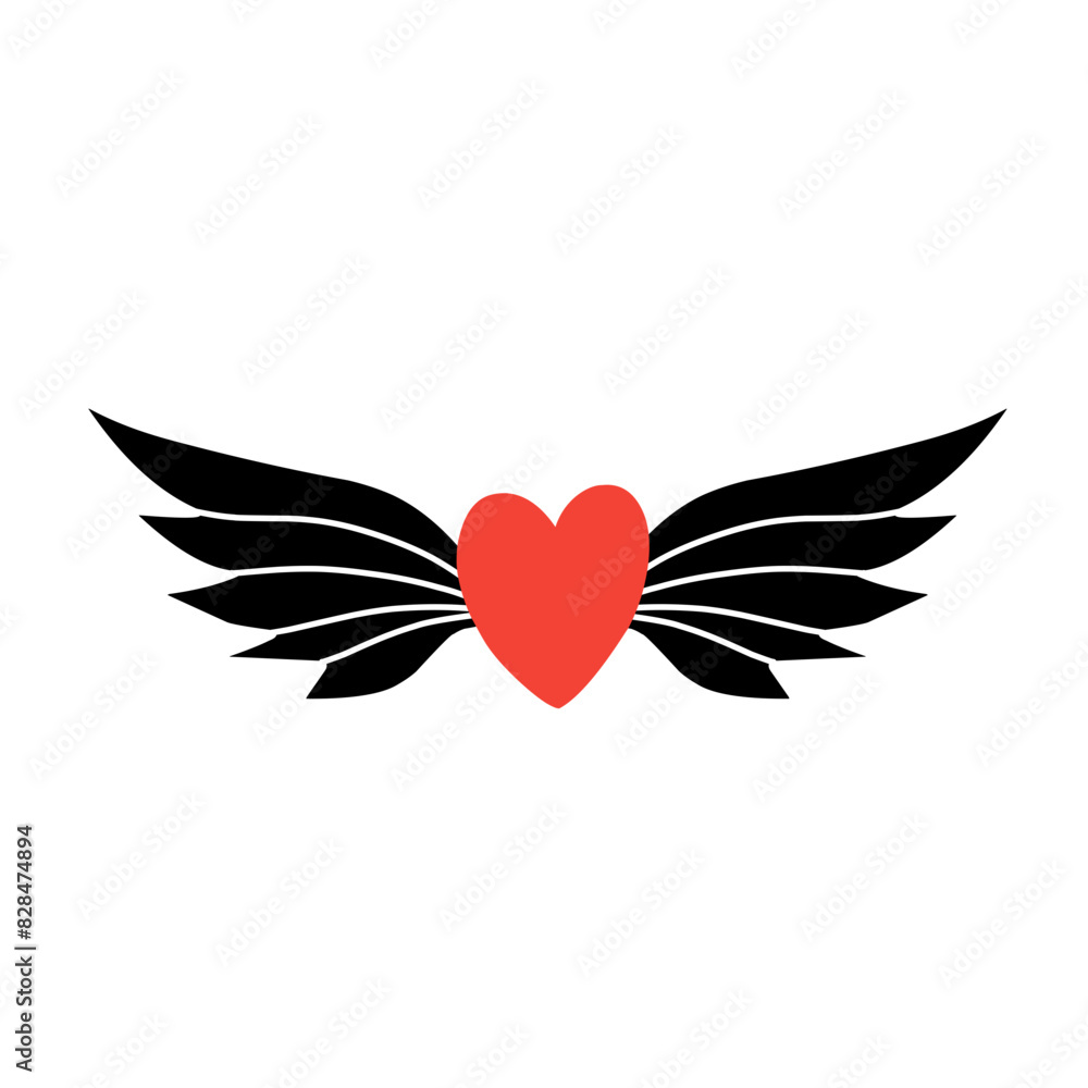 vector icon of heart with wings vector icon of heart with wings