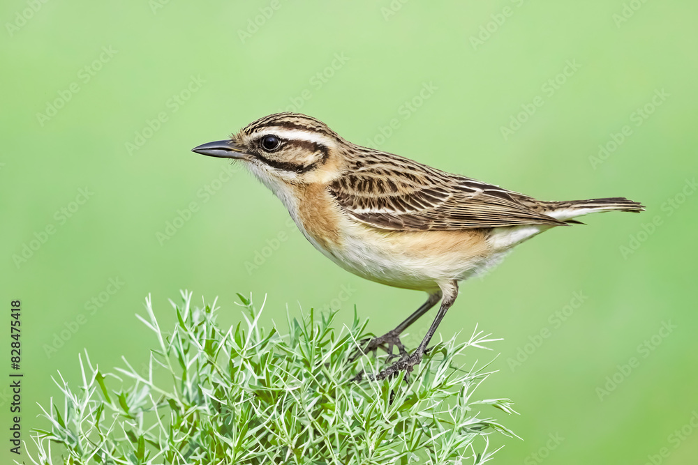 A Small Bird Perched on a Green Plant A Small Bird Perched on a Green Plant