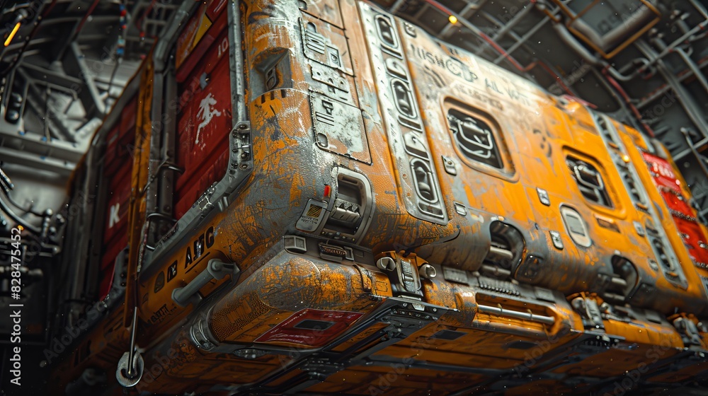 Close-up of an air container being loaded onto an aircraft, with ...