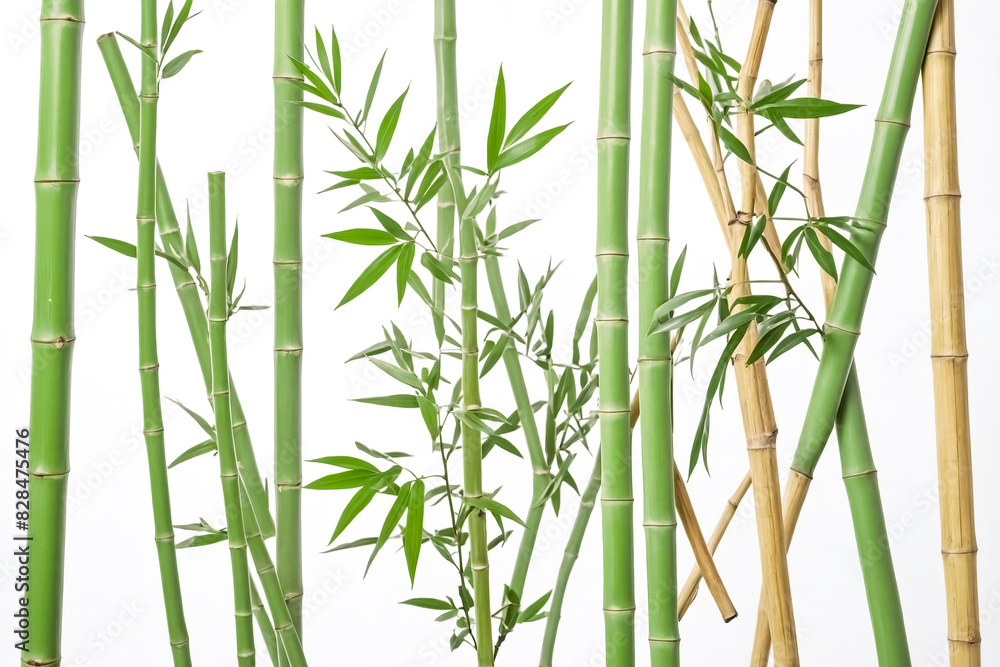 Fototapeta premium Lush Green Bamboo Shoots on White Background