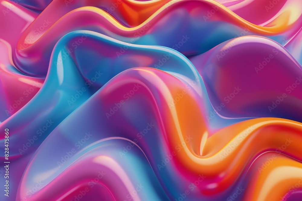 A colorful, abstract painting with a wave-like pattern A colorful, abstract painting with a wave-like pattern