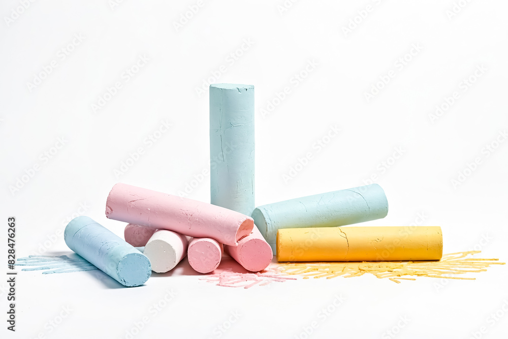 Pastel Chalk Sticks on White Background Pastel Chalk Sticks on White Background