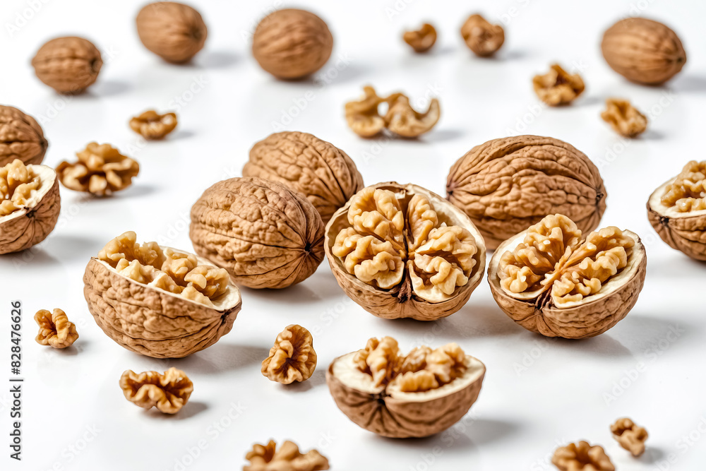 Walnuts on a White Background Walnuts on a White Background