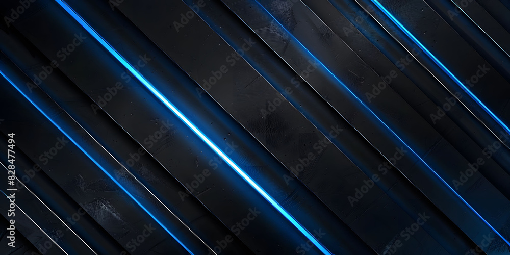Black background with blue glowing lines, dark abstract wallpaper design with futuristic geometric shapes and stripes, perfect for technology-inspired designs or high-tech digital art. Black background with blue glowing lines, dark abstract wallpaper design with futuristic geometric shapes and stripes, perfect for technology-inspired designs or high-tech digital art.