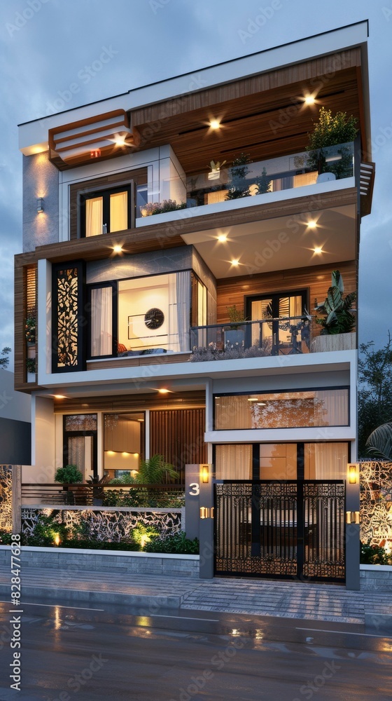 A three-story modern house in Hanoi, Vietnam A three-story modern house in Hanoi, Vietnam