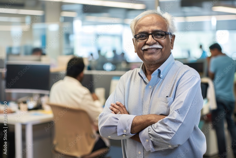 senior indian businessman standing at office senior indian businessman standing at office