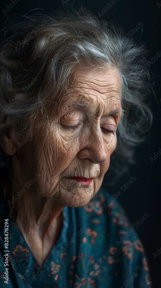 Elderly Woman Sitting Awake, Facing Forward Generative AI Elderly Woman Sitting Awake, Facing Forward Generative AI
