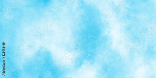 Abstract grunge tint light blue watercolor background. The sky blue texture clouds.  Good weather and beautiful nature in the morning.