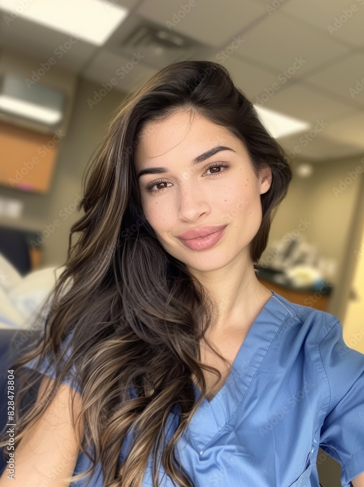 Natural Beauty Portrait of a Smiling Nurse Generative AI Natural Beauty Portrait of a Smiling Nurse Generative AI