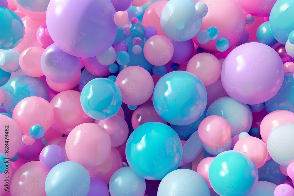 A colorful array of balloons in various shades of pink, blue, and purple A colorful array of balloons in various shades of pink, blue, and purple